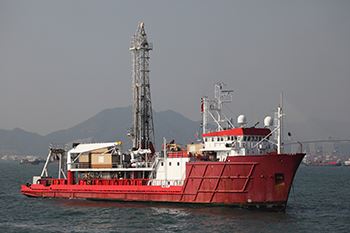 Drill ship on water