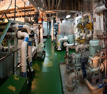 Inside ship engine room